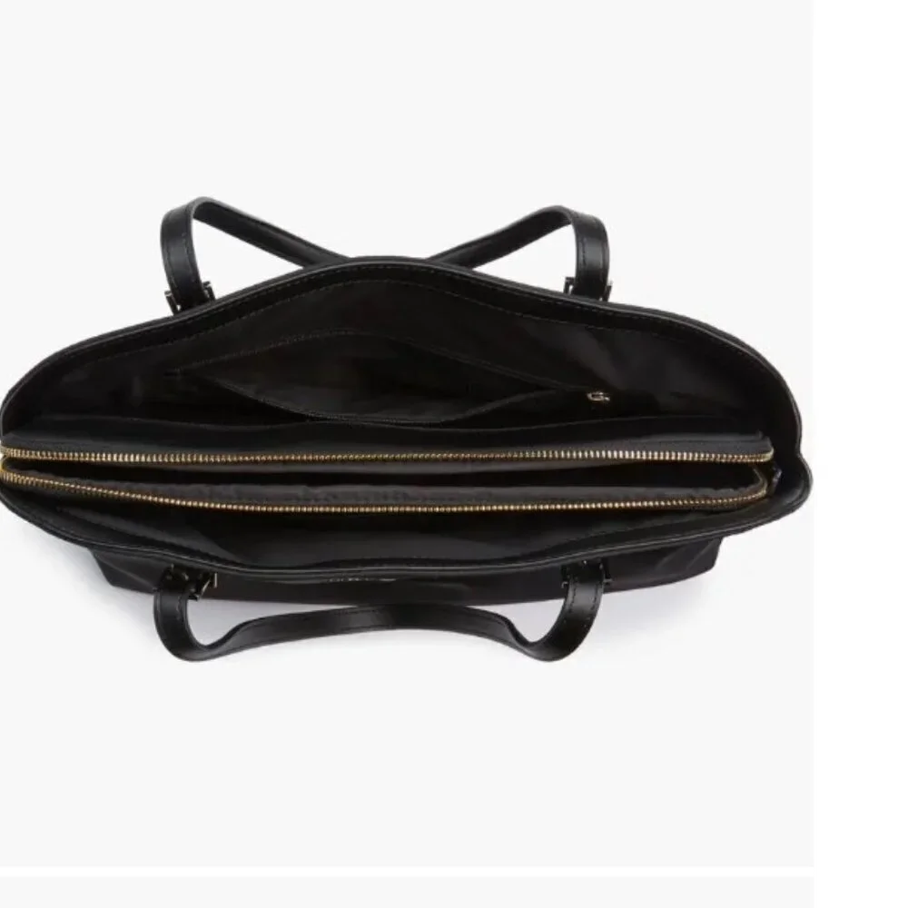 Kate Spade Large Laptop Tote Womens Black Nylon Leather Shoulder Bag Marybeth